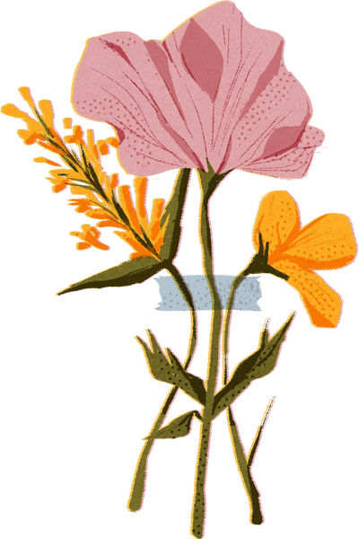 Textured Riso Taped Flowers 